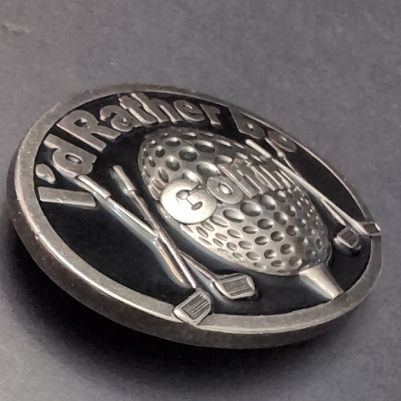 I'd Rather Be Golfing Mens Silver Metal Belt Buckle. - Picture 3 of 4